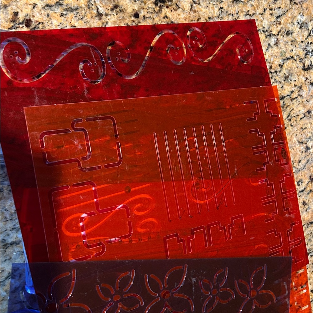 Red Stencil Set with Decorative Patterns